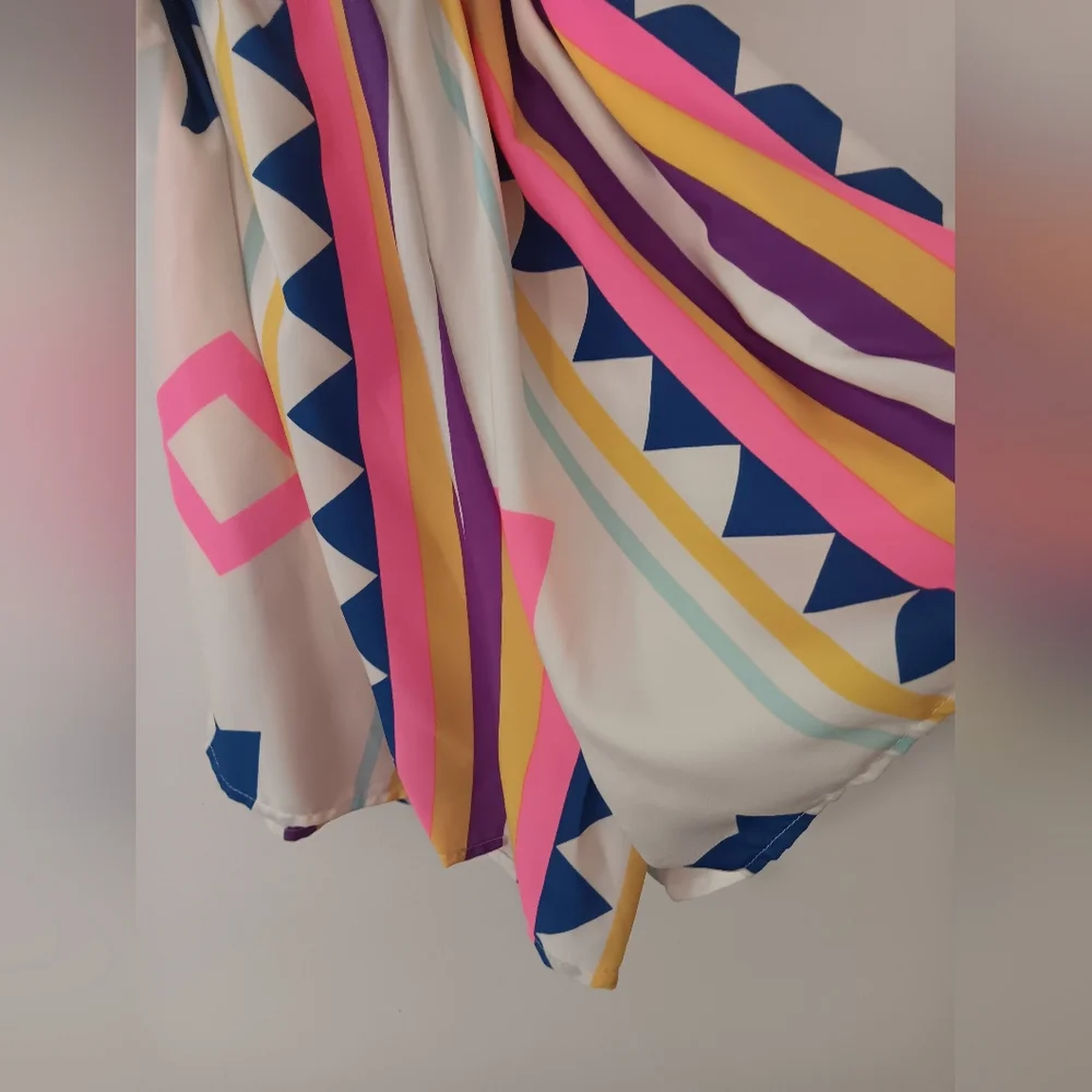 Aluna Levi Multi Color Geometric Pattern Strapless Romper NWT Small - Picture 4 of 7
